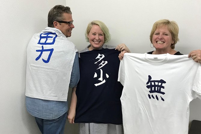 Calligraphy and Make Your Own Kanji T-Shirt in Kyoto - T-Shirt Customization