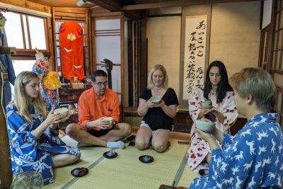 A Unique Antique Kimono and Tea ceremony Experience in English