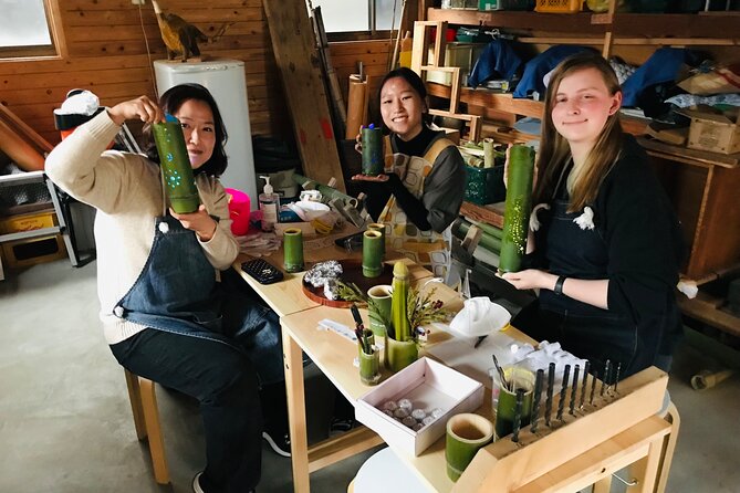 Bamboo LED Lantern Making Experience in Kyoto Arashiyama - Making the Lantern: Cutting, Drilling, and LED Setup