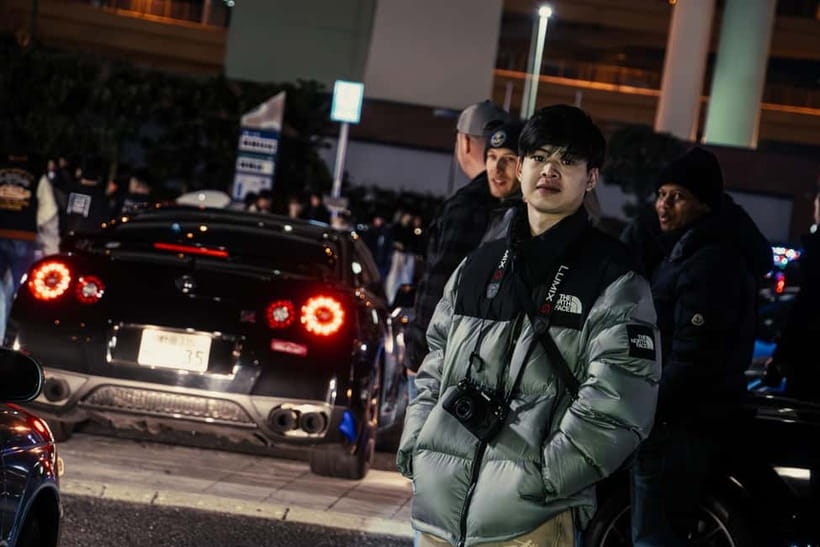 Daikoku: R34 Skyline Night Private JDM Daikoku Experience - Rainbow Bridge and the Tokyo skyline payoff