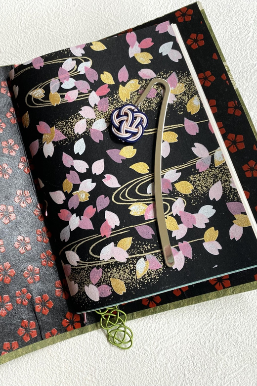 Japanese paper Notebook and Mizuhiki Belt Bookmark Workshop - Building the notebook cover and finishing details without rushing