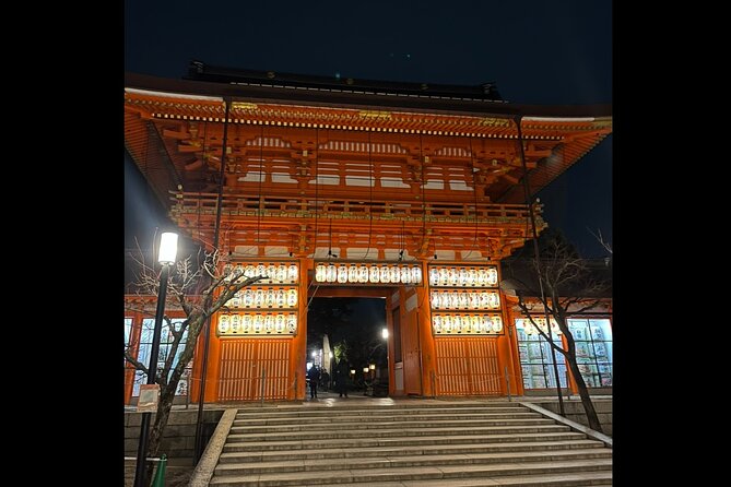 Kyoto: Gion Magical Night Walking Tour - The WW2 memorial with a large Kannon statue, built in 1955