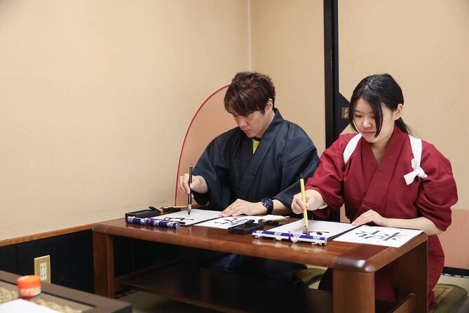 Learning Zen of Japanese Calligraphy in kimono near Osaka Castle - Photo Shoot and Digital Photos You Actually Receive