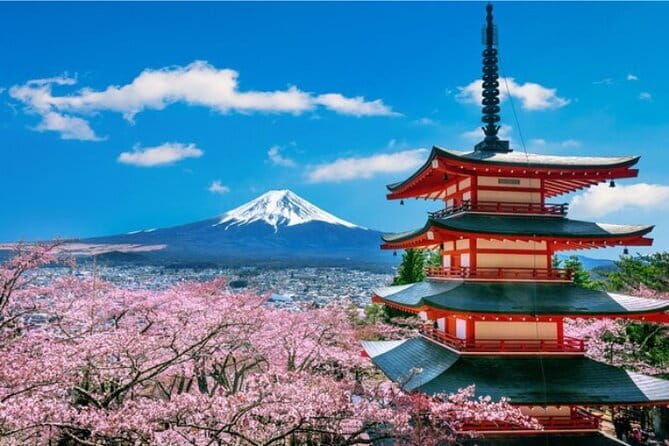 Mount Fuji and Hakone Private Tour with Pickup from Tokyo - Fuji Five Lakes, starting with Chureito Pagoda and the classic framing