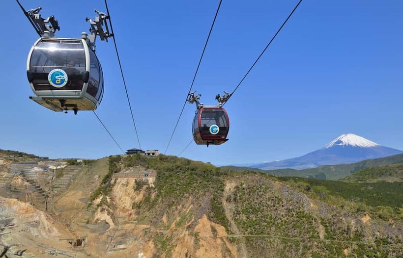 Mt Fuji Hakone/Enoshima Tour:Optional Ropeway/Lake Ashi Boat - Hakone Ropeway and Owakudani: volcanic steam, sulfur air, and the black eggs