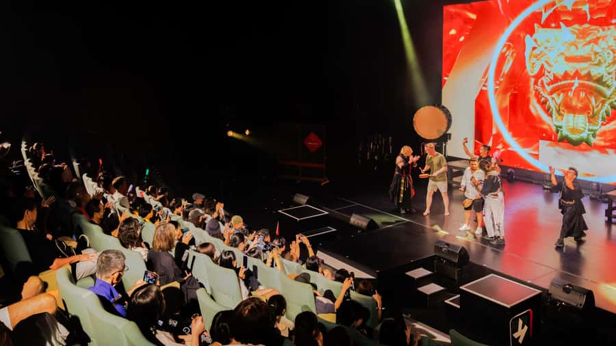 OSAKA NIGHT FUSION Japanese Taiko Kabuki Samurai Dance Show - Tempo Harbor Theater start: get in, get seated, get ready