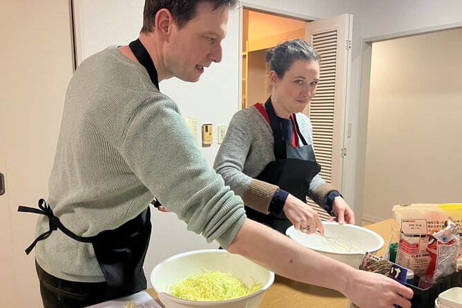 Osaka Okonomiyaki Cooking Class "Learn here and make it at home" - Eating what you cooked: 1 hour tasting with drinks