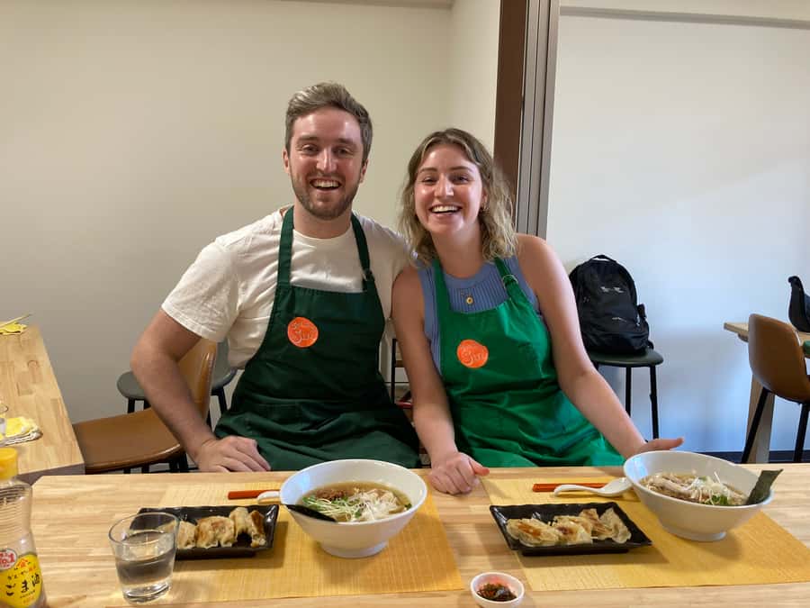 Osaka: Ramen and Gyoza Cooking Class in Dotonbori - The ramen lesson starts with kneading wheat noodles