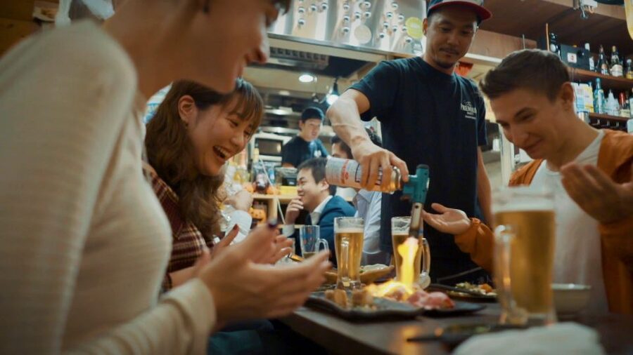 Shibuya Meltdown Night Tour: All-You-Can-Drink Bar Hopping - The food rhythm: grilled bites, wagyu-style splurges, and small plates