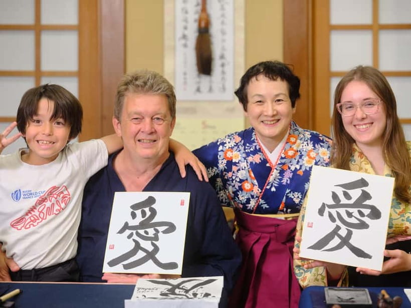 Tokyo: Calligraphy Experience with yukata or Samue - Creating Your Final Artwork, Then Taking It Home