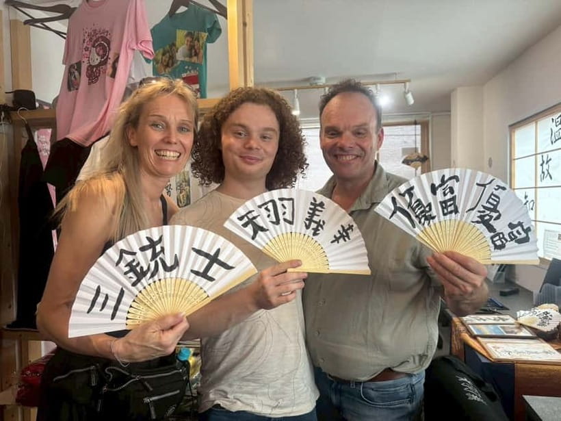 Tokyo:Calligraphy &Make your original folding fan in Asakusa - What you learn beyond strokes: hiragana mind and meaningful Kanji