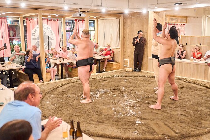 TokyoSumoShow, ChickenHotPot, and Mochi-Pounding by Pro Wrestlers - Sumo Bout Challenge: Stepping Into the Ring (Literally)